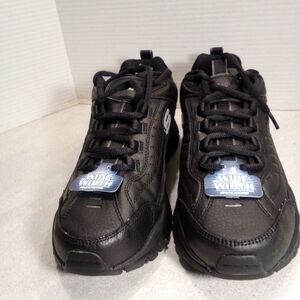 Skechers Sport Black Leather Energy After Burn Athletic Shoes Mens Sz. 8 NIB